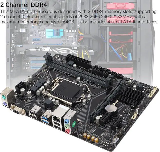Alt view image 3 of 6 - H410M Computer Motherboard, 2 DDR4 DIMM Slot M ATX Desktop Motherboard for LGA 1200 10th Gen, for Core CPU Processor, 1x PCIE X16, 4X SATA III, 1x VGA, USB2.0
