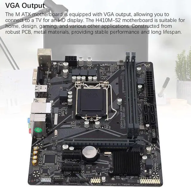 Alt view image 5 of 6 - H410M Computer Motherboard, 2 DDR4 DIMM Slot M ATX Desktop Motherboard for LGA 1200 10th Gen, for Core CPU Processor, 1x PCIE X16, 4X SATA III, 1x VGA, USB2.0