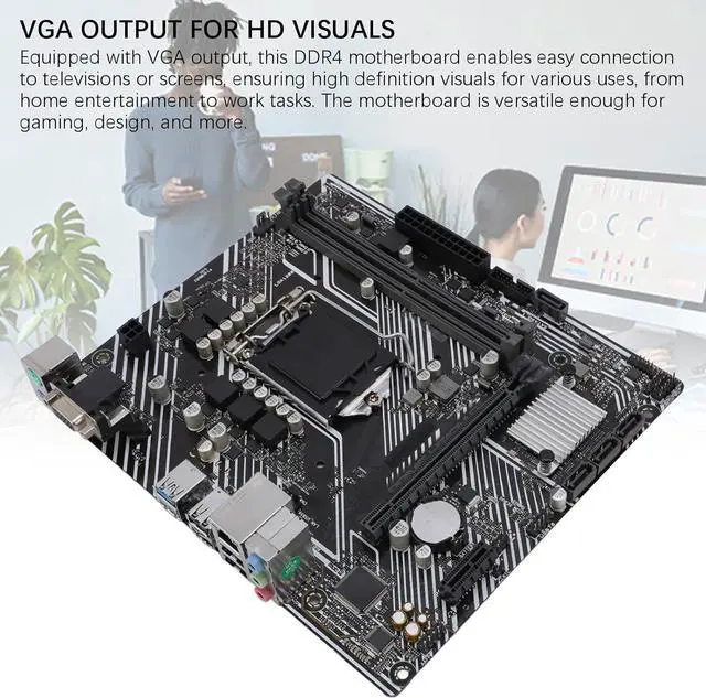 Alt view image 5 of 6 - H510M F Computer Motherboard, 2 DDR4 DIMM 64GB M ATX PCI E 4.0 Desktop Motherboard for LGA 1200, for Core 10th 11th gen, 1x PCIE X16, 4X SATA III, VGA, USB2.0