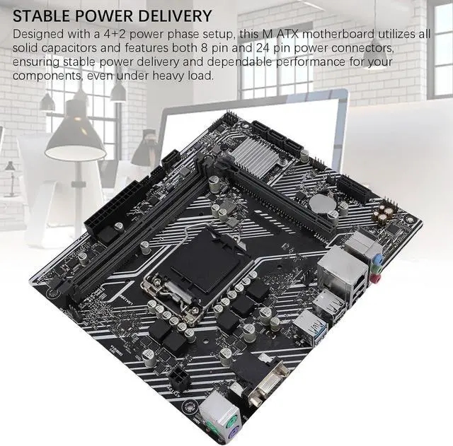 Alt view image 4 of 6 - H510M F Computer Motherboard, 2 DDR4 DIMM 64GB M ATX PCI E 4.0 Desktop Motherboard for LGA 1200, for Core 10th 11th gen, 1x PCIE X16, 4X SATA III, VGA, USB2.0