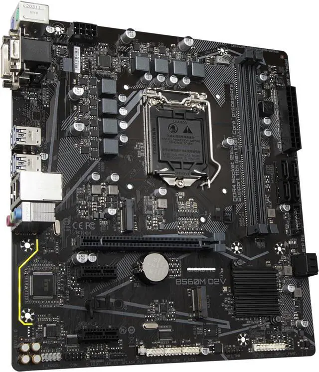 Alt view image 5 of 5 - Motherboard Fit forGigabyte B560M D2V for 10/11th Gen forIntel LGA 1200 with I/O Back Plate Shield