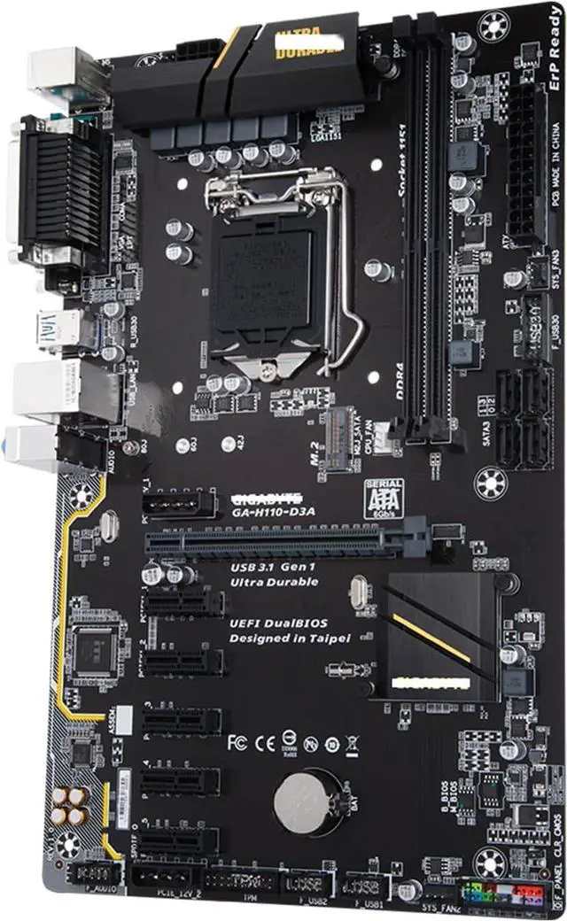 Alt view image 3 of 4 - Motherboard Fit forGigabyte GA-H110-D3A for 6/7th Gen forIntel LGA 1151 with I/O Back Plate Shield