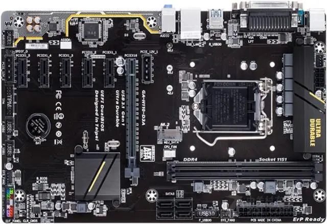 Alt view image 2 of 4 - Mining Motherboard Fit for H110-D3A B250 Motherboard forGigabyte GA-H110-D3A LGA 1151 DDR4 GA-H110-D3A 32GB Desktop Motherboard Computer 6PCIE
