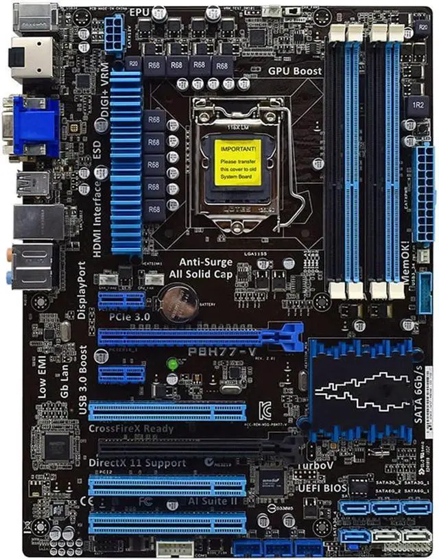 Alt view image 4 of 6 - Computer Mainboard Fit forASUS P8H77-V forIntel H77 LGA 1155 Motherboard DDR3 32GB Core I3 I5 I7 CPU PCI-E 3.0 X16 Desktop Pc Motherboard 1155 SATA3 USB3.0 MotherboardsGaming Motherboard