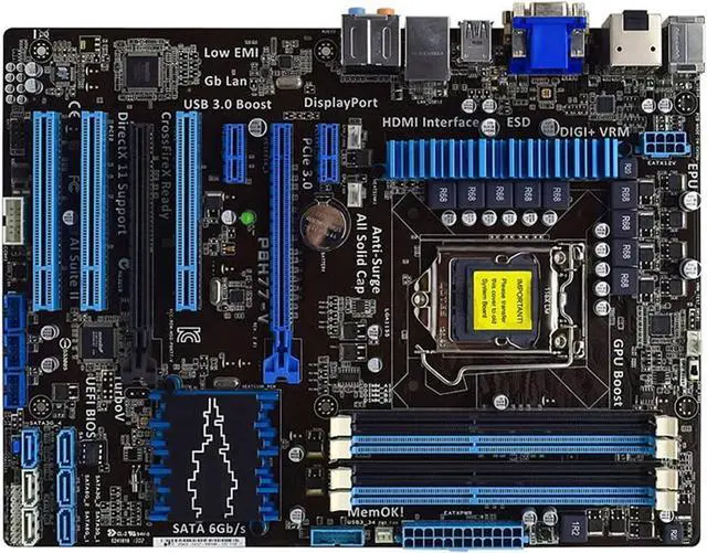 Alt view image 5 of 6 - Computer Mainboard Fit forASUS P8H77-V forIntel H77 LGA 1155 Motherboard DDR3 32GB Core I3 I5 I7 CPU PCI-E 3.0 X16 Desktop Pc Motherboard 1155 SATA3 USB3.0 MotherboardsGaming Motherboard