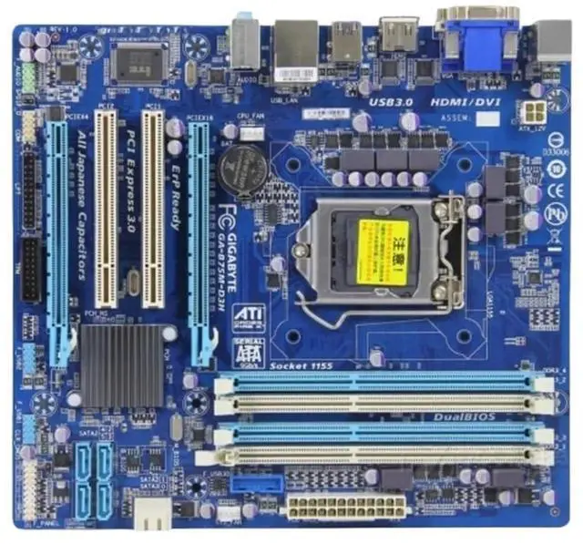 Main image of GA-B75M-D3H Motherboard LGA 1155 DDR3 Memory 32G Desktop Motherboard DVI VGA HDMI USB3