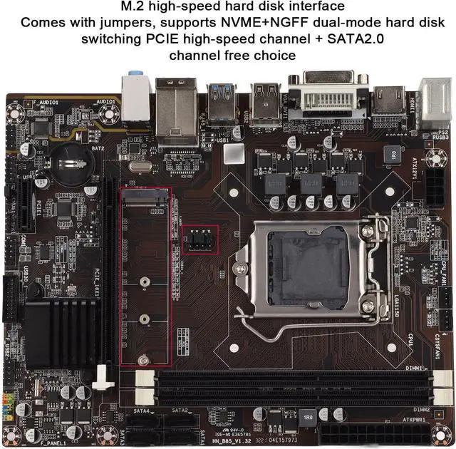 Alt view image 6 of 6 - B85 Desktop Computer Motherboard B85 Custom PC Motherboard, USB3.0 SATA3 2 DDR3, M.2 Hard Disk, LGA 1150 Pin CPU Interface, Gigabit Ethernet, Support 4 and 5 Gen of Core CPU