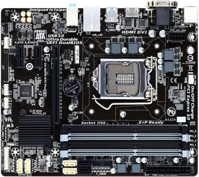 Main image of Computer Motherboards Fit forGigabyte GA-B85M-D3V Plus Desktop Motherboard DDR3 LGA 1150 B85 Support 4th Generation Core CPUs Placa-mãe