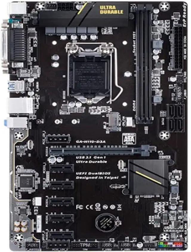 Alt view image 2 of 4 - Fit forGigabyte GA-H110-D3A LGA 1151 DDR4 GA-H110-D3A 32GB Desktop 6PCIE H110-D3A B250 Motherboard Computer Motherboards
