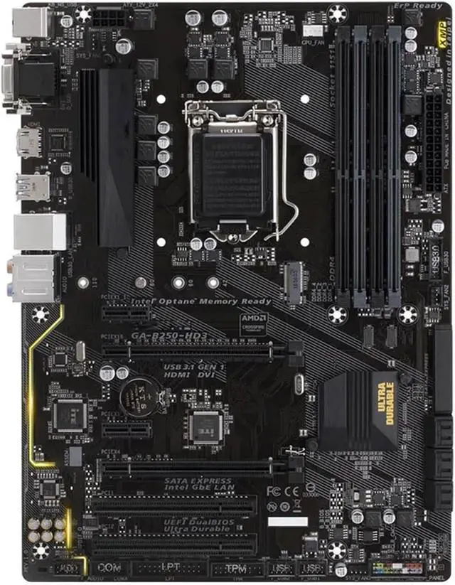 Alt view image 2 of 4 - Computer Motherboards Fit forGigabyte B250 HD3 Desktop Motherboard LGA 1151 Support 6th/7th-Gen I7 I5 I3 DDR4 64GB M.2 SSD