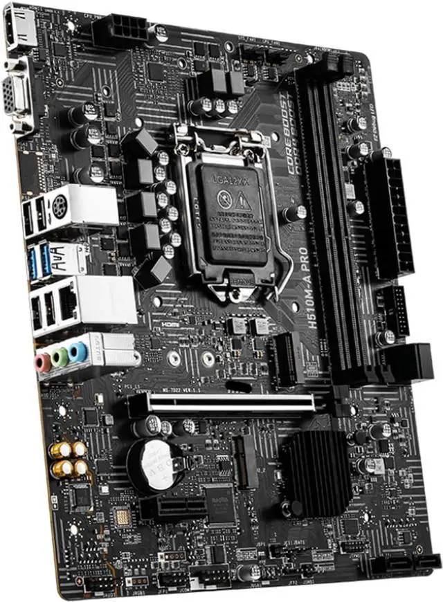 Alt view image 2 of 3 - Motherboard Fit forMSI H510M-A PRO forIntel H510 LGA 1200 with I/O Back Plate Shield