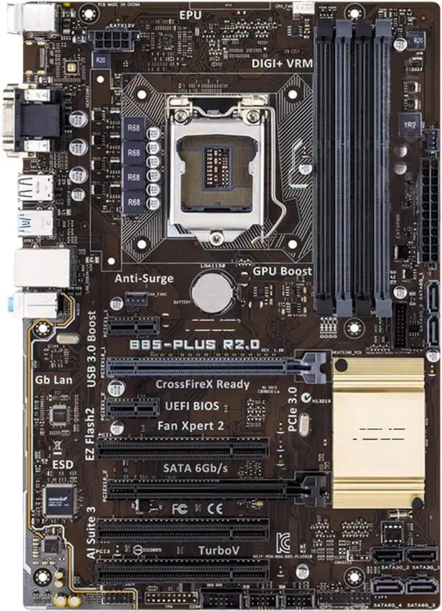 Main image of Motherboard Fit forASUS B85-PLUS R2.0 for 4th Gen forIntel LGA 1150 with I/O Back Plate Shield