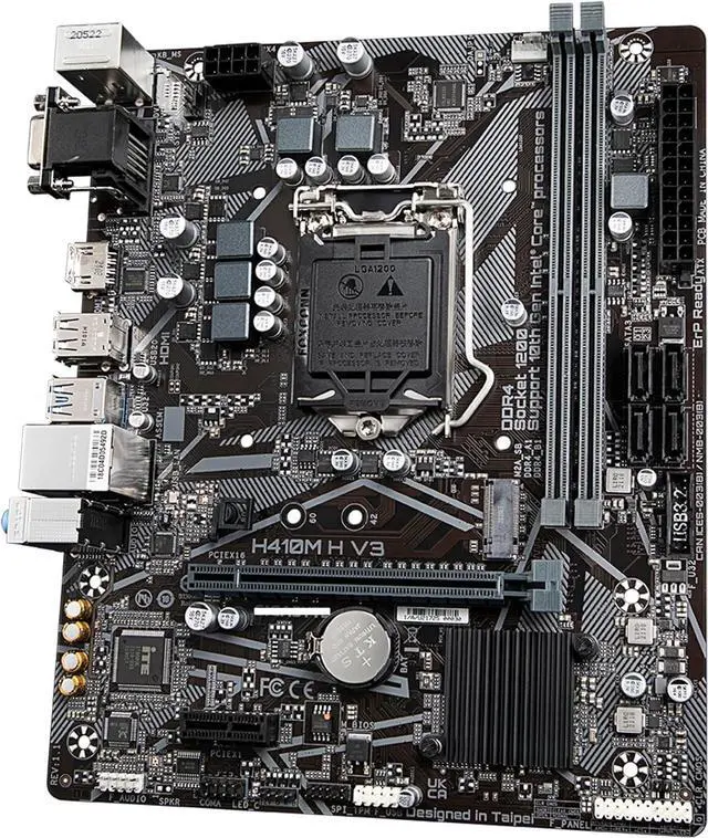 Alt view image 5 of 5 - Motherboard Fit forGigabyte H410M H V3 for 10th Gen forIntel LGA 1200 with I/O Back Plate Shield