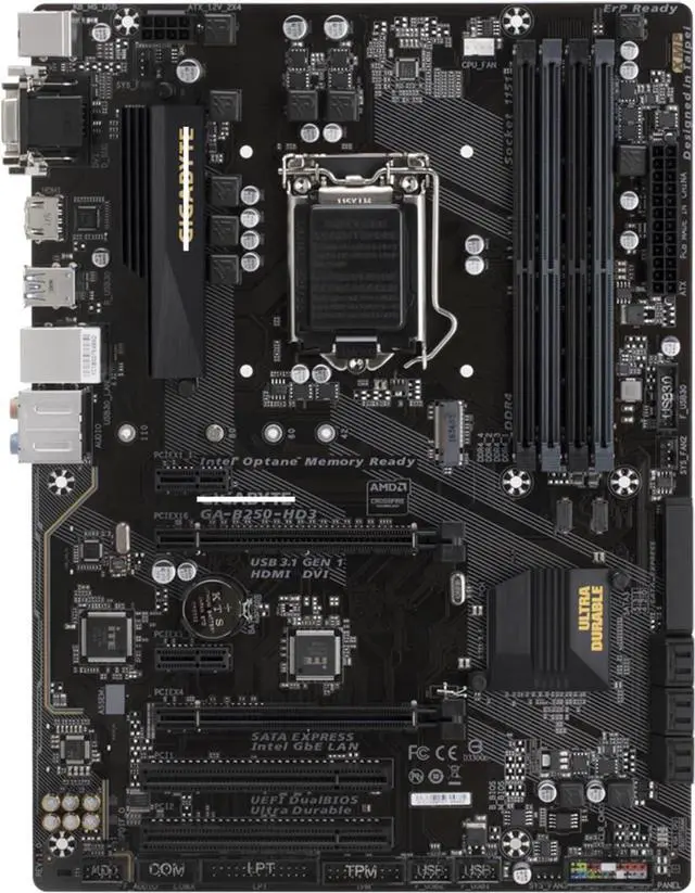 Alt view image 5 of 5 - Motherboard Fit forGigabyte GA-B250-HD3 for 6/7th Gen forIntel LGA 1151 with I/O Back Plate Shield
