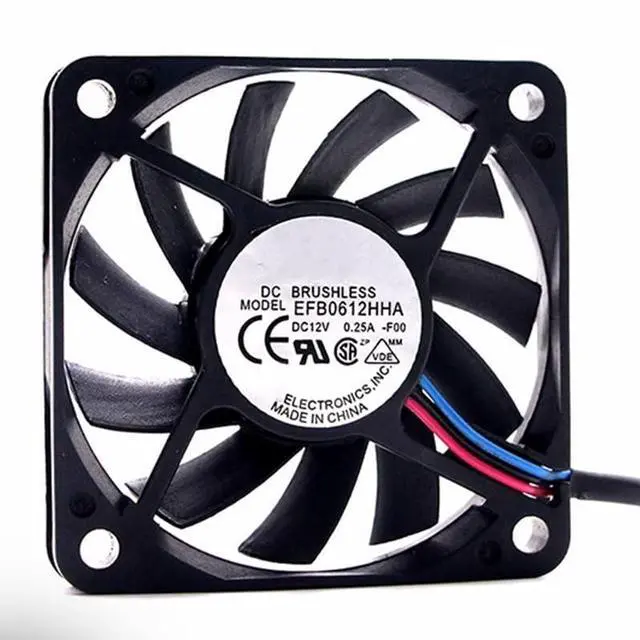 Alt view image 3 of 6 - 10 PCS  DC12V 0.25A EFB0612HHA 6010 6cm 3-wire double ball bearing inverter cooling fan