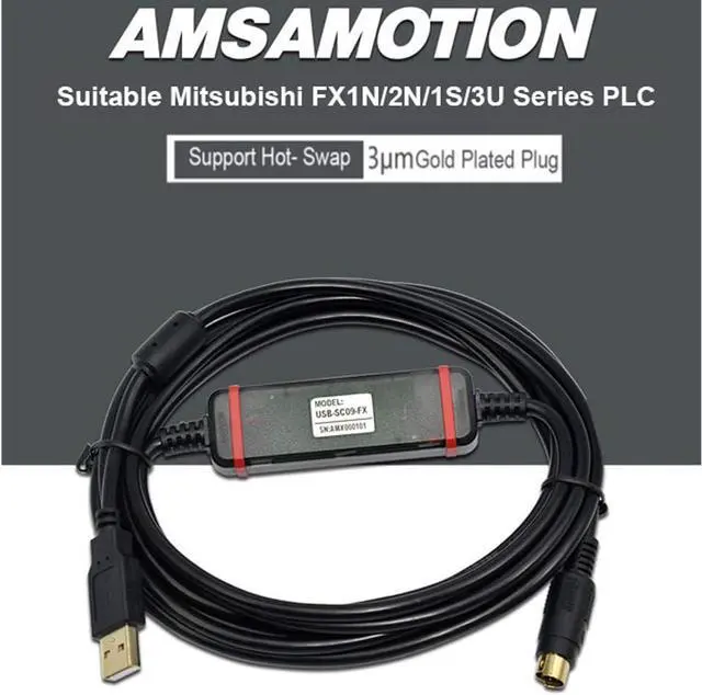 Alt view image 4 of 6 - 10 PCS  USB-SC09-FX forMitsubishi FX1N FX2N FX1S FX3U Series PLC Programming Cable Data Download Cable (FTDI Chip Type)