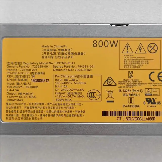 Alt view image 4 of 6 - 754381-001 723599-001 720479-B21 723660-201 For DL360 DL380 DL388 G9 Gen9 Power Supply HSTNS-PL41