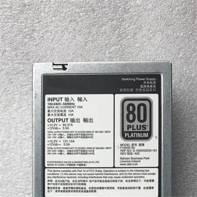 Alt view image 6 of 6 - F1600E-S0 for R740 R640 T640 T440 R630 R730 R730XD Power Supply 1600W D1600E-S1 095HR5 0T4GCW 0D5W1N XHHF8 D5W1N