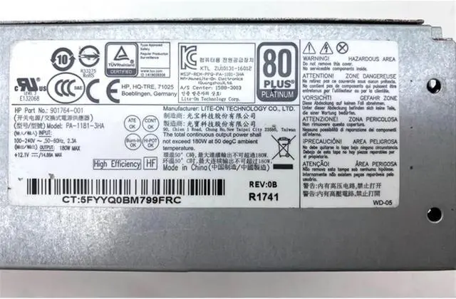 Alt view image 2 of 6 - 901764-001 For 600 G3 SFF 180W Power Supply PSU L08404-002 PA-1181-3HA DPS-180AB-27 A D18-180P1A PCG005