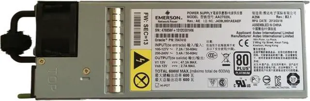 Main image of AA27020L 7047410 7079395 7060951 600W Server Power Supply for Sun X3-2 Sun Fire X4170M3 Server