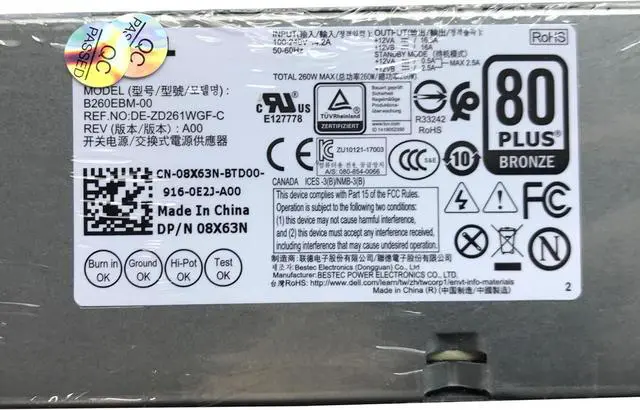 Alt view image 2 of 3 - 3060 5060 7060 260W Power Supply 6 PIN+ 4 PIN L260EBM-00 H7X3F 0H7X3F 52CKC 3YNRJ 8X63N