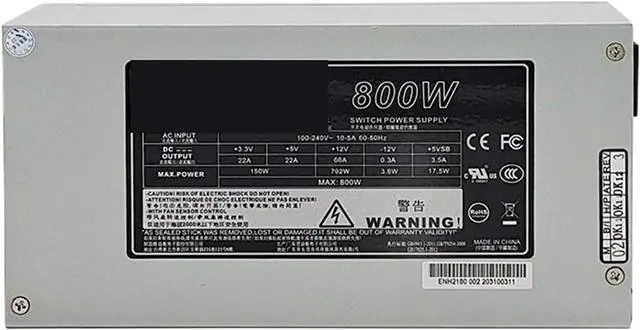 Alt view image 3 of 3 - 1pc Powersupply 800W 2U Single Server Power Supply ENH-2180