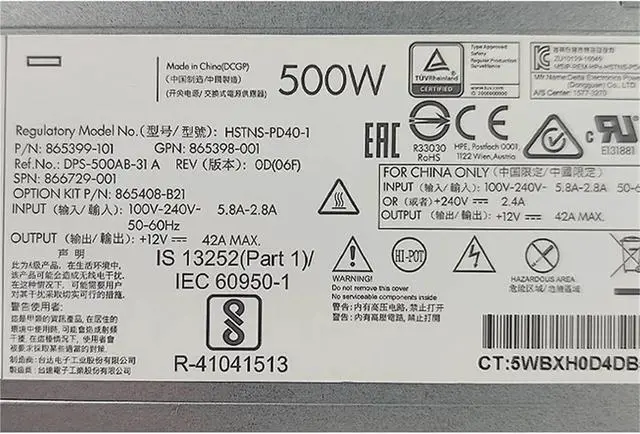 Alt view image 3 of 6 - 1Pcs 500W for DL380 G10 Gen10 500W Power Supply HSTNS-PL40-1 865398-001 866729-001 865399-201 865408-B21 PS-2501-3CH