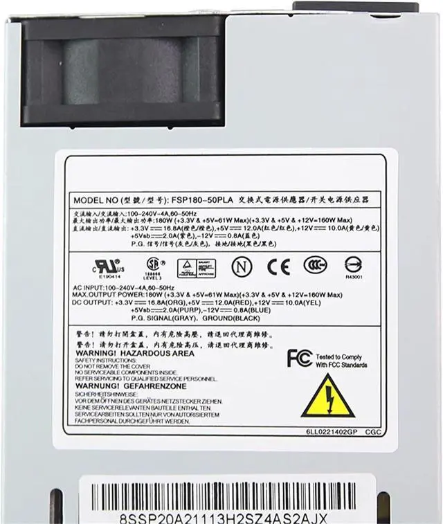 Alt view image 3 of 6 - 1pc Power Supply for ATX180-50HUC 220-240V 180W 1U Desktop AIO Cashier Mute PSU