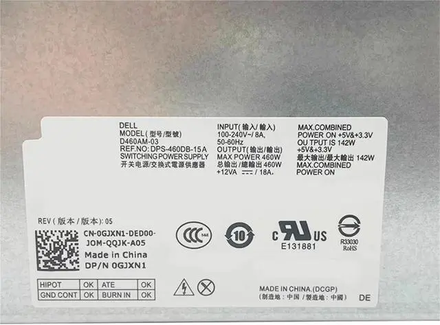Alt view image 3 of 4 - for XPS 8910 8920 8300 8900 8700 8500 R5 D460AM-03 PSU Power Supply 460W