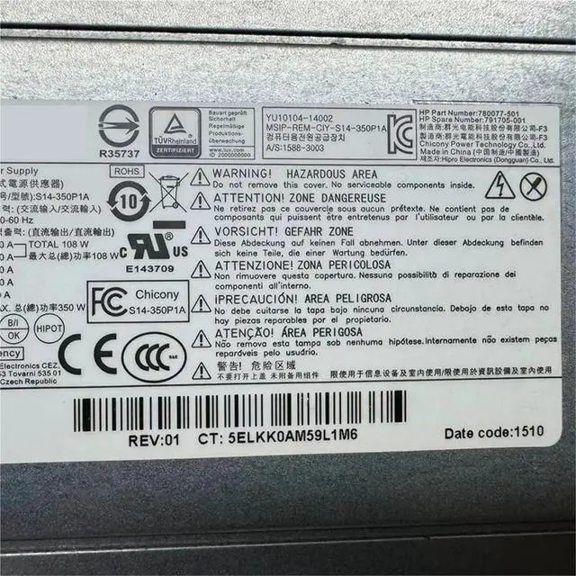 Alt view image 6 of 6 - 1pc for ML110 Gen9 350W Power Supply Unit PSU S14-350P1A 780077-501 791705-001