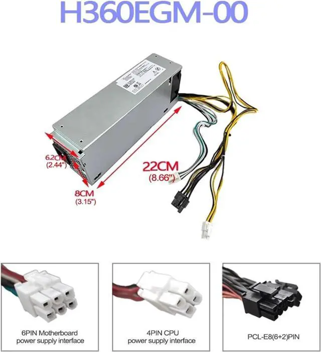 Alt view image 4 of 6 - 360W Power Supply PSU for G5 5090 XPS 8940 7080 H360EGM-00