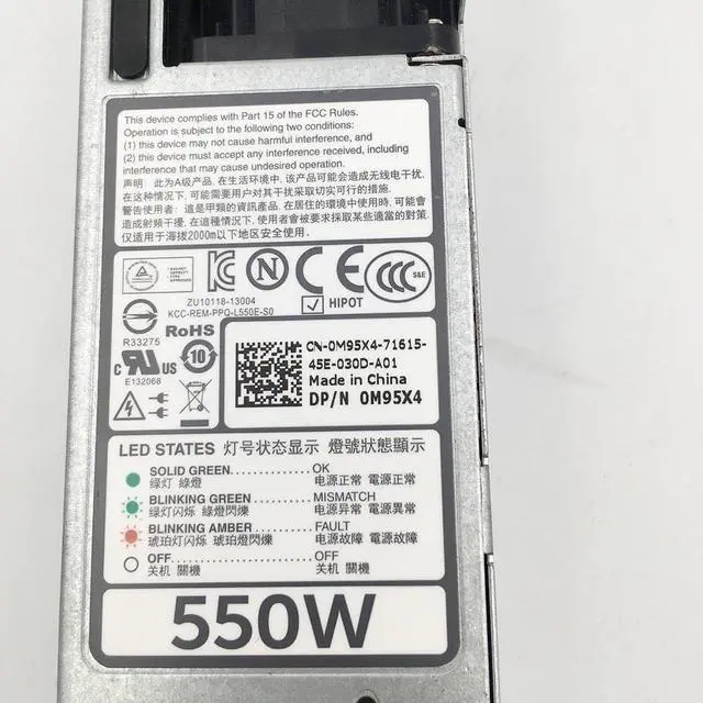 Alt view image 6 of 6 - for R320 R420 550W Server Power Supply L550E-S0 D550E-S0 DPS-550MB A M95X4 RYMG6 0RYMG6 Fully Tested