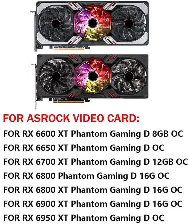 Alt view image 3 of 6 - Graphics Card Cooling Fans Suitable forASROCK RX 6600XT 6650XT 6700XT 6800 6800XT 6900XT 6950XT Phantom Gaming D OC Series Desktop 87mm FDC10H12S9-C 12V 0.35A 4Pin Video Card Cooler Fans GPU Fan