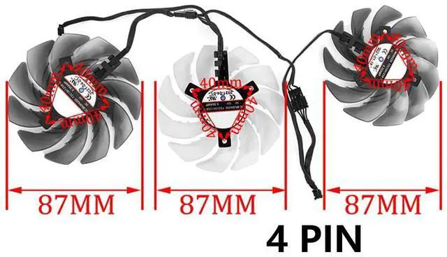 Alt view image 4 of 6 - Graphics Card Cooling Fans Suitable forASROCK RX 6600XT 6650XT 6700XT 6800 6800XT 6900XT 6950XT Phantom Gaming D OC Series Desktop 87mm FDC10H12S9-C 12V 0.35A 4Pin Video Card Cooler Fans GPU Fan