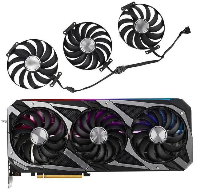 Alt view image 2 of 6 - 3PCS/ LOT Graphics Card Cooling Fan Replacement forASUS ROG Strix RTX 3060Ti 3070 3070Ti 3080 3080Ti 3090 Gaming RX 6700XT 6800 95mm CF1010U12S 12V 0.45A 7 Pin Video Card Cooler Fans GPU Fan (Fan-4)