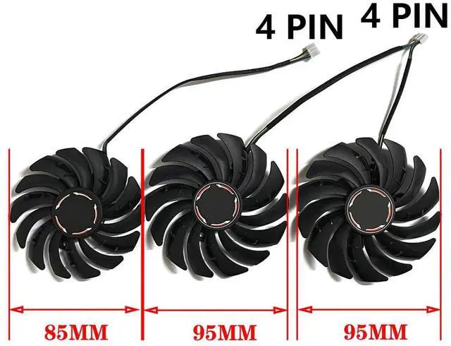 Alt view image 5 of 6 - Graphics Card Cooling Fans Suitable forMSI RTX 2070S 2080 2080S 2080TI Gaming X Z Trio Series Desktop PLD09210S12HH 85MM PLD10010S12HH 95mm 12V 0.40A 4Pin Video Card Cooler Fans GPU Fan