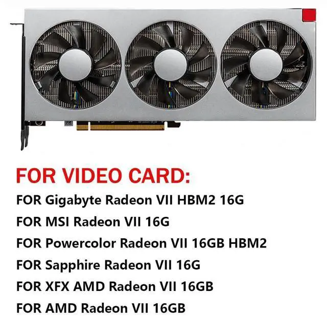 Alt view image 3 of 6 - Graphics Card Cooling Fans Suitable forforAMD forGigabyte forMSI forPowerColor forSapphire forXFX Radeon VII Series Desktop 75mm FD8015H12S 12V 0.32A 4Pin Video Card Cooler Fans GPU Fan