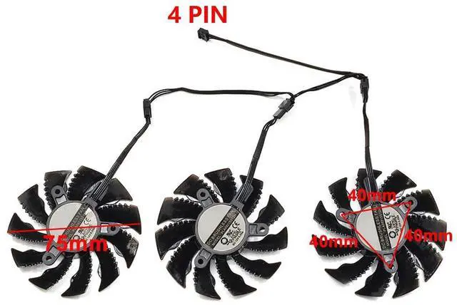 Alt view image 4 of 6 - Graphics Card Cooling Fans Suitable forGigabyte GeForce RTX 3070 3070Ti Eagle RTX 3060 3060Ti Gaming Radeon RX 6500XT 6600XT 6700XT Gaming Series Desktop 75mm PLD08010S12HH 12V 0.35A 4 Pin GPU Fan