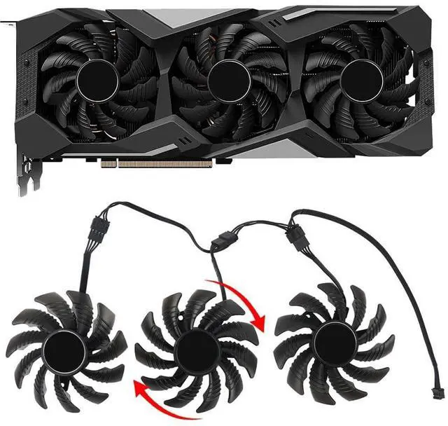 Alt view image 2 of 6 - 75mm Graphics Card Cooling Fans Suitable forGigabyte GTX 1660 1660ti 1660S RTX 2060 2060S 2070 2080 2080Ti WINDFORCE/Gaming Series Desktop 75mm PLD08010S12HH 12V 0.35A 4Pin Video Card Cooler Fan