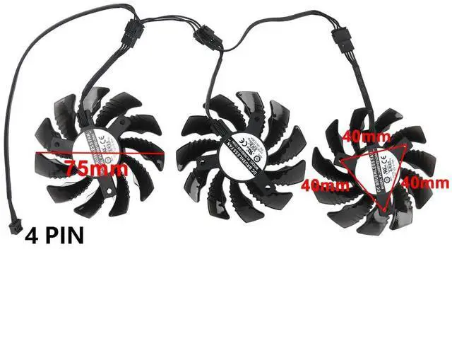 Alt view image 4 of 6 - 75mm Graphics Card Cooling Fans Suitable forGigabyte GTX 1660 1660ti 1660S RTX 2060 2060S 2070 2080 2080Ti WINDFORCE/Gaming Series Desktop 75mm PLD08010S12HH 12V 0.35A 4Pin Video Card Cooler Fan