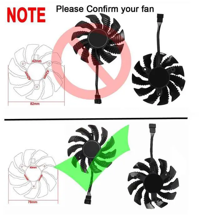 Alt view image 5 of 6 - 75mm Graphics Card Cooling Fans Suitable forGigabyte GTX 1660 1660ti 1660S RTX 2060 2060S 2070 2080 2080Ti WINDFORCE/Gaming Series Desktop 75mm PLD08010S12HH 12V 0.35A 4Pin Video Card Cooler Fan