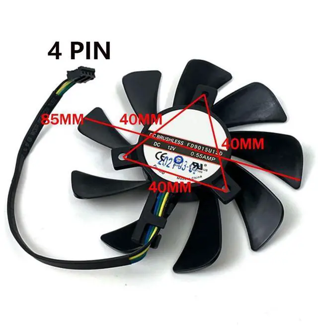 Alt view image 4 of 6 - Graphics Card Cooling Fans Suitable forHP RX 480 580 4G 8G Series Desktop FD9015U12D 85mm 12V 0.55A 4Pin Video Card Cooler Fans GPU Fan