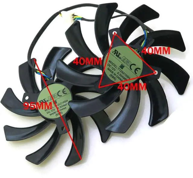 Alt view image 4 of 6 - Graphics Card Cooling Fans Suitable forSapphire R9 380 390 4G D5 Series Desktop T129215SH 95mm 12V 0.3A 4Pin Video Card Cooler Fans GPU Fan