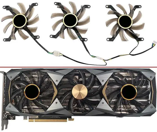 Alt view image 2 of 6 - Graphics Card Cooling Fans Suitable forPNY Manli LEADTEK RTX 2080 2080TI 2080S 2070S GTX 1080ti Series Desktop 85mm T129215SU 12V 0.50A 4Pin Video Card Cooler Fans GPU Fan