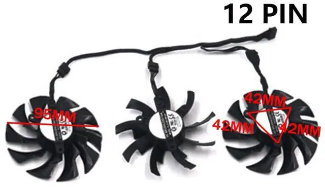 Alt view image 4 of 6 - Graphics Card Cooling Fans Suitable forGigabyte forAORUS RTX 2060S 2070 2070S 2080 2080S 2080TI Xtreme Series Desktop 95mm PLD10015B12H 12V 0.55A 12Pin Video Card Cooler Fans GPU Fan