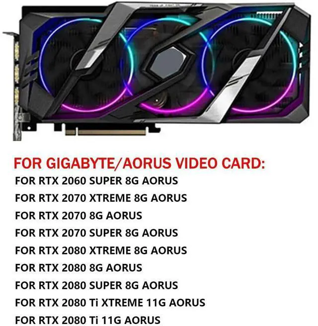 Alt view image 3 of 6 - Graphics Card Cooling Fans Suitable forGigabyte forAORUS RTX 2060S 2070 2070S 2080 2080S 2080TI Xtreme Series Desktop 95mm PLD10015B12H 12V 0.55A 12Pin Video Card Cooler Fans GPU Fan