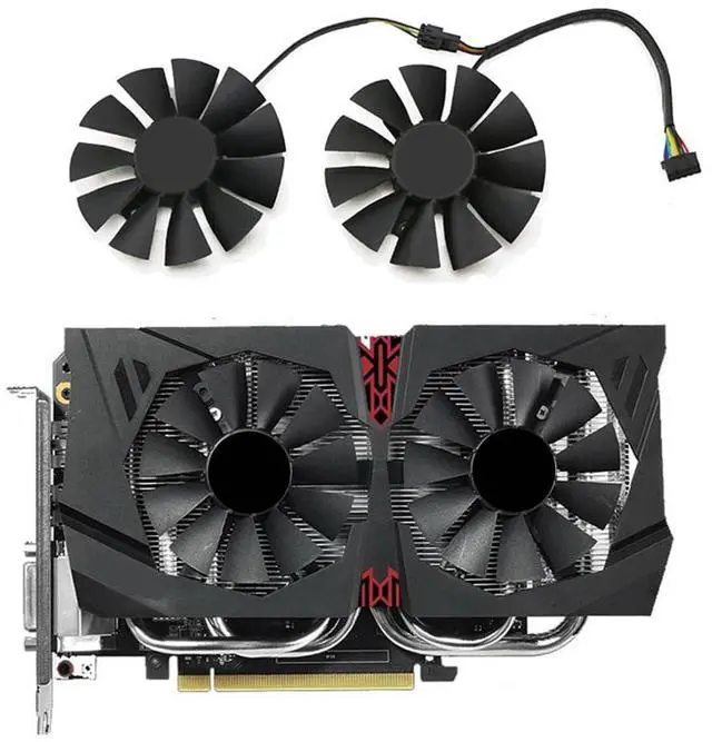 Alt view image 2 of 6 - 4Pin Graphics Card Cooling Fans Suitable forASUS Strix GTX 1060 960 950 750ti EX GTX 1050 1050Ti R9 370 Series Desktop T128010SH 75mm 12V 0.25A 4PIN Video Card Cooler Fans GPU Fan