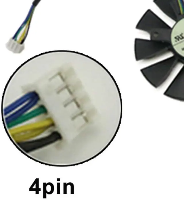 Alt view image 6 of 6 - 4Pin Graphics Card Cooling Fans Suitable forASUS Strix GTX 1060 960 950 750ti EX GTX 1050 1050Ti R9 370 Series Desktop T128010SH 75mm 12V 0.25A 4PIN Video Card Cooler Fans GPU Fan