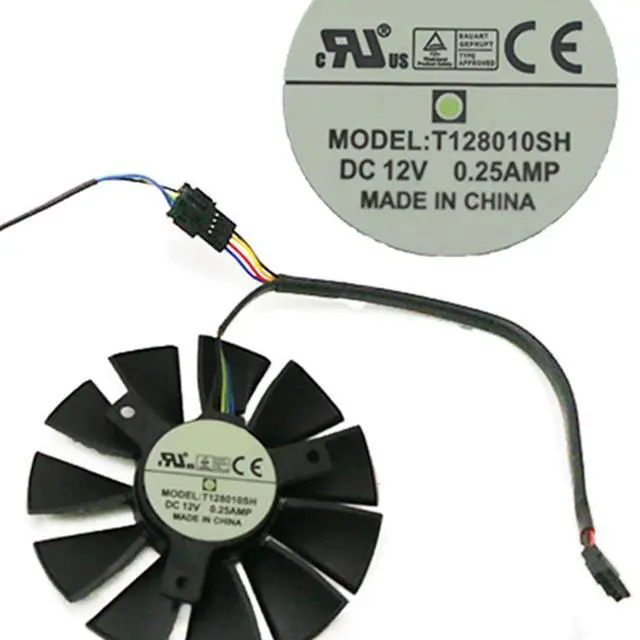 Alt view image 5 of 6 - 4Pin Graphics Card Cooling Fans Suitable forASUS Strix GTX 1060 960 950 750ti EX GTX 1050 1050Ti R9 370 Series Desktop T128010SH 75mm 12V 0.25A 4PIN Video Card Cooler Fans GPU Fan