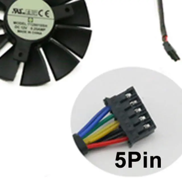 Alt view image 6 of 6 - 5Pin Graphics Card Cooling Fans Suitable forASUS R9 370 Strix GTX 1060 1050 1050Ti 960 950 750ti Series Desktop T128010SH 12V 75mm 0.25A 5Pin Video Card Cooler Fans GPU Fan